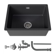 HOROW A02R-S5643B Granitspüle Schwarz 56×43cm, Kratzfest, eckig, pflegeleicht HOROW A02R-S5643B Granitspüle Schwarz 56×43cm, Kratzfest, eckig, pflegeleicht