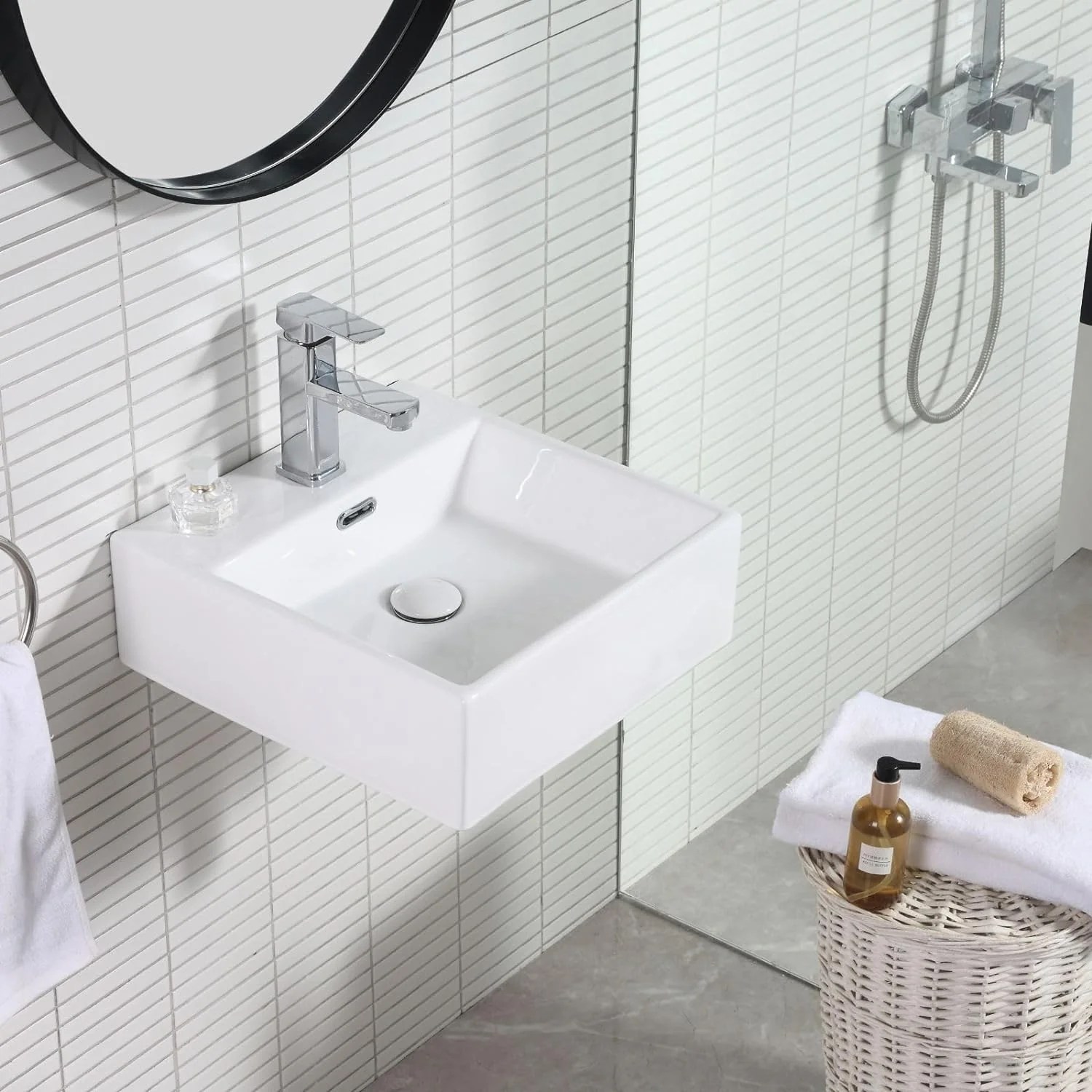 HOROW UV4042W Waschbecken aus Keramik – Eckig, 40,5 x 42 x 14 cm HOROW UV4042W Waschbecken aus Keramik – Eckig, 40,5 x 42 x 14 cm