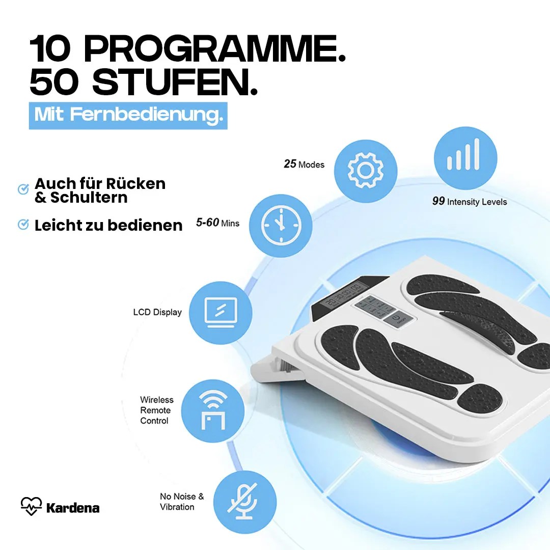 Kardena MED: AST-300Z – Medizinischer EMS/TENS Fußstimulator gegen Schmerzen & Durchblutungsstörungen – Bild 2