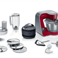 BOSCH Serie 4 Küchenmaschine mit Waage MUM 5 1000 W Rot, silber MUM5X720 BOSCH Serie 4 Küchenmaschine mit Waage MUM 5 1000 W Rot, silber MUM5X720