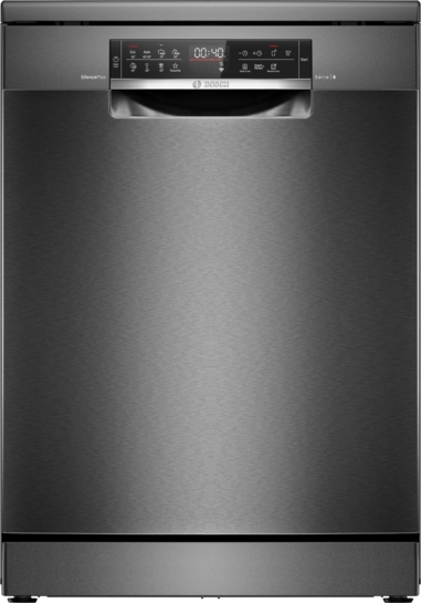 BOSCH Serie 6 Freistehender Geschirrspüler 60 cm Gebürsteter schwarzer Stahl mit Anti-Fingerprint SMS6ECC12E BOSCH Serie 6 Freistehender Geschirrspüler 60 cm Gebürsteter schwarzer Stahl mit Anti-Fingerprint SMS6ECC12E