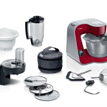 BOSCH Serie 4 Küchenmaschine mit Waage MUM 5 1000 W Rot, silber MUM5X734 BOSCH Serie 4 Küchenmaschine mit Waage MUM 5 1000 W Rot, silber MUM5X734