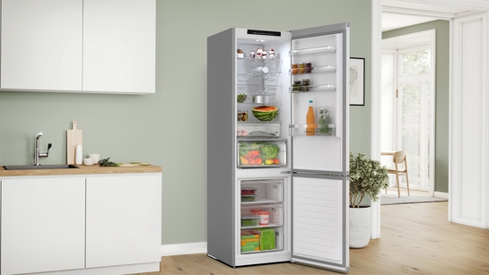 BOSCH Serie 4 Freistehende Kühl-Gefrier-Kombination mit Gefrierbereich unten 203 x 60 cm Edelstahl KGN392I1F – Bild 3