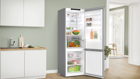BOSCH Serie 4 Freistehende Kühl-Gefrier-Kombination mit Gefrierbereich unten 203 x 70 cm Edelstahl KGN492IAF – Bild 3