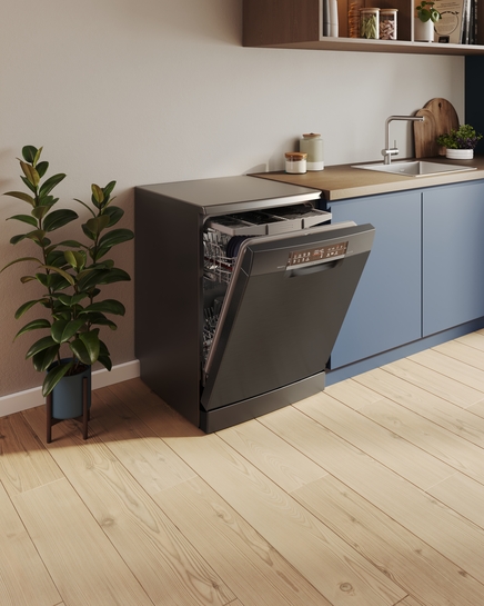 BOSCH Serie 6 Freistehender Geschirrspüler 60 cm Gebürsteter schwarzer Stahl mit Anti-Fingerprint SMS6ECC12E – Bild 5