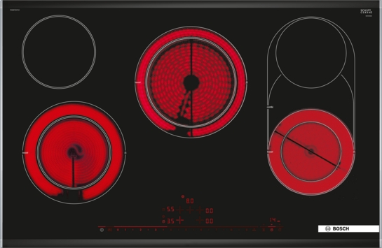 BOSCH Serie 8 Elektro-Kochfeld 80 cm Mit Rahmen aufliegend PKM875DP1D BOSCH Serie 8 Elektro-Kochfeld 80 cm Mit Rahmen aufliegend PKM875DP1D