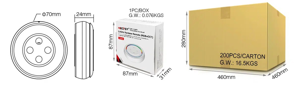 MiBoxer S2W+ RGB+CCT Wand-Funkfernbedienung – 5 Kanal, 4-Zonen 2,4 GHz Touchpanel – Bild 4