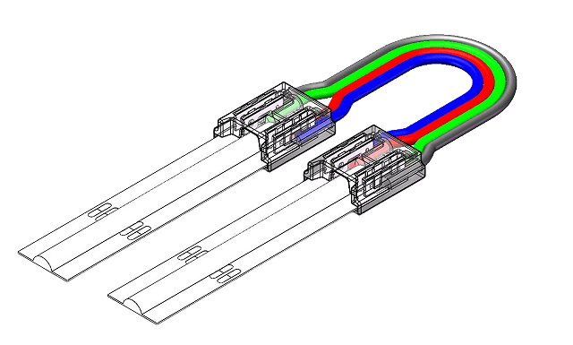 LED Strip-zu-Strip Verbinder – 4-polig, 10 mm, lötfrei mit 15 cm Verbindungskabel für RGB COB LED-Streifen – Bild 4