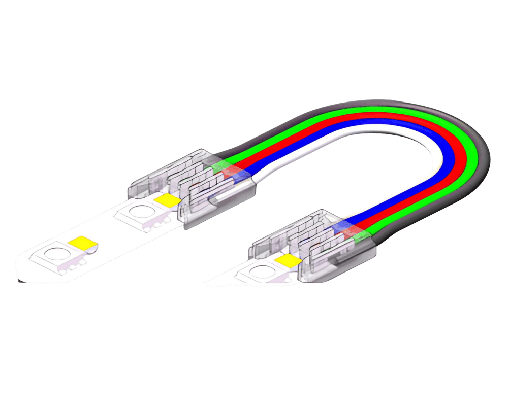 LED Strip-zu-Strip Verbinder – 5-polig, 10 mm, lötfrei mit 15 cm Verbindungskabel für RGBW SMD LED-Streifen – Bild 4
