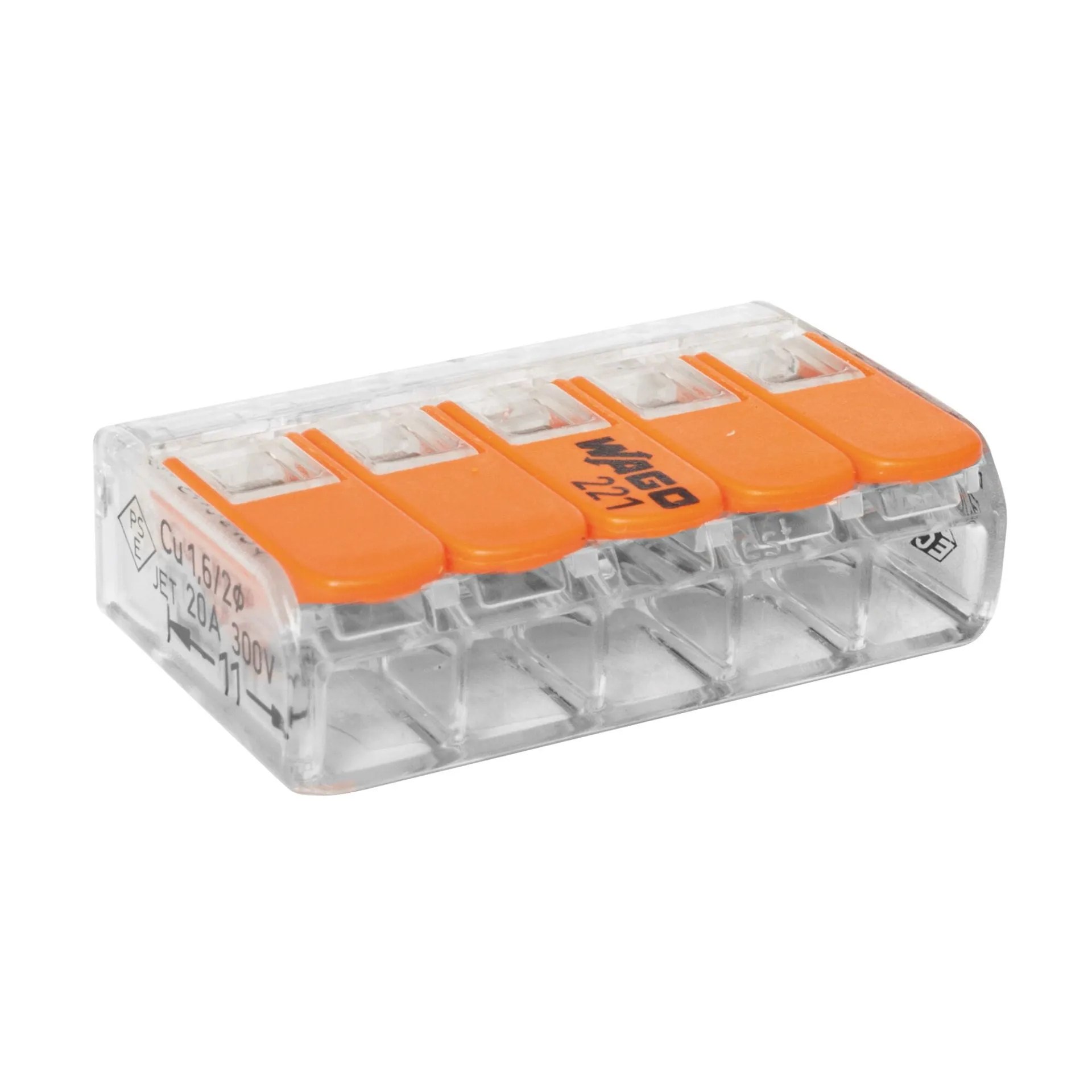 WAGO 221-415 COMPACT Verbindungsklemme – 5-polig, transparent, 0,02–4 mm², 450 V / 32 A – Bild 3