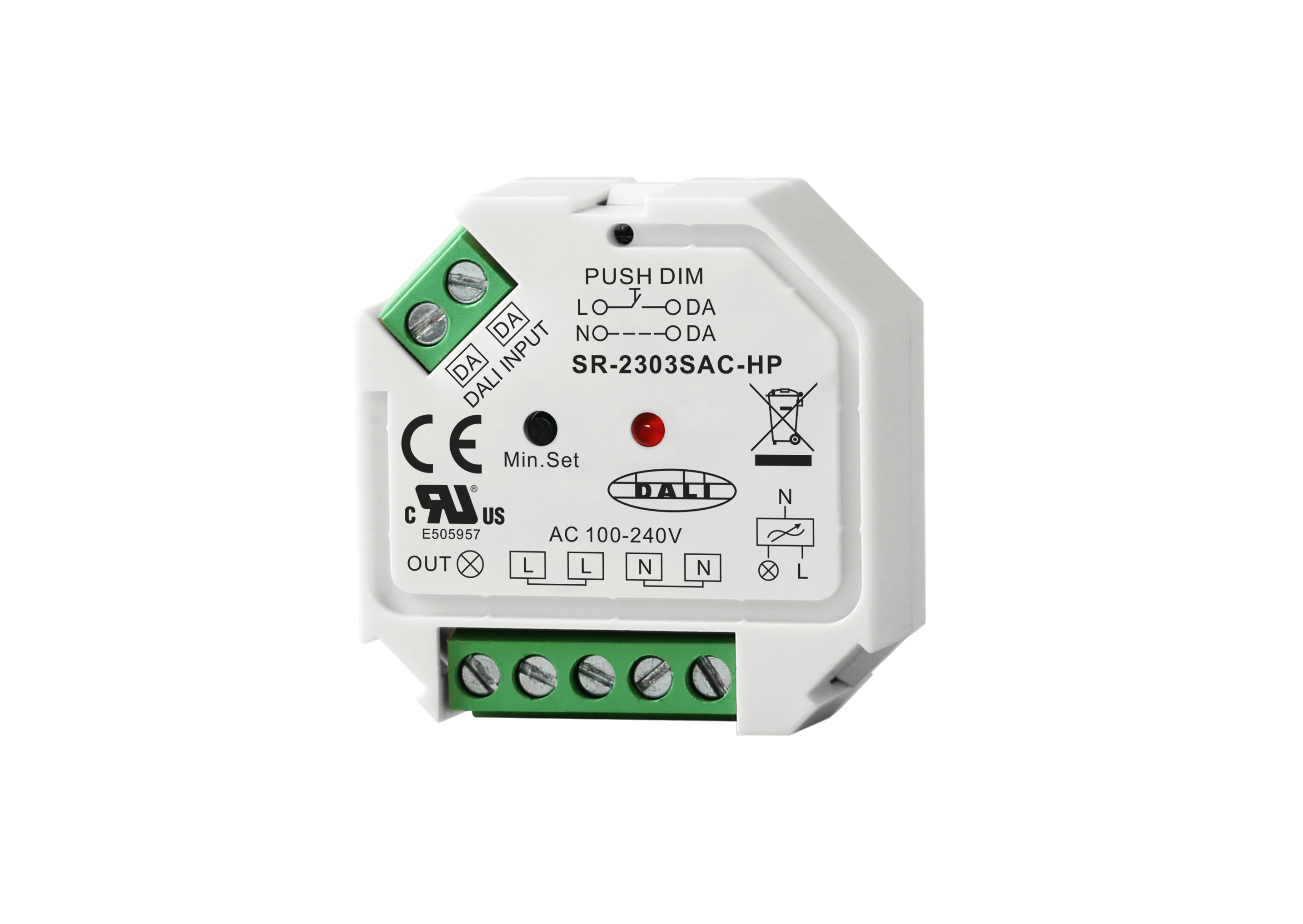 SR-2303SAC-HP DALI & Push Dimmer – 1-Kanal Phasenabschnittdimmer SR-2303SAC-HP DALI & Push Dimmer – 1-Kanal Phasenabschnittdimmer