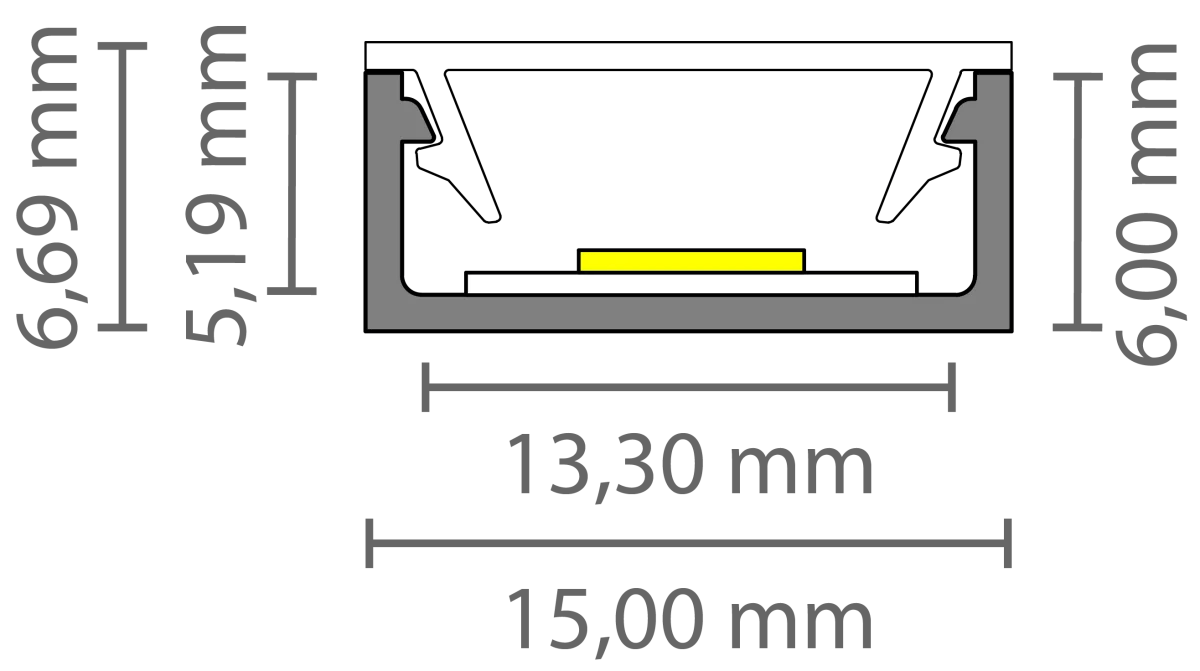 Flaches LED Alu Aufbauprofil 2m Exo-A1-13 (13mm) –| Flaches Aluminiumprofil für LED-Strips – Bild 4