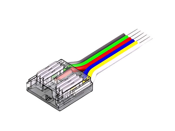 LED Strip-zu-Kabel Schnellverbinder – 6-polig, lötfrei, für 12 mm COB RGBCCT LED-Streifen mit 15 cm Anschlusskabel – Bild 3