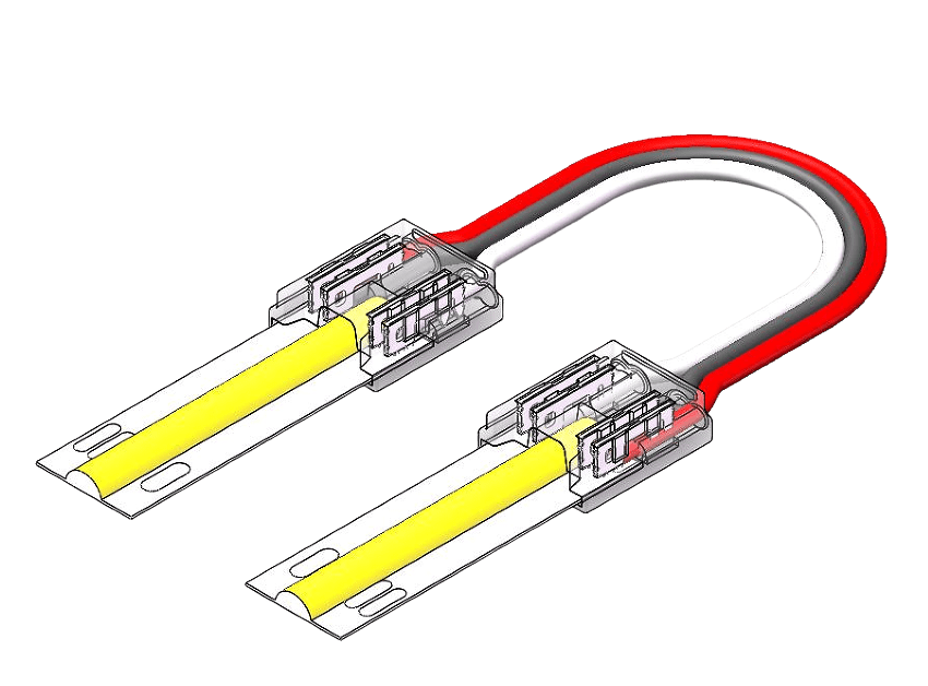 LED Strip-zu-Strip Verbinder – 3-polig, 10 mm, lötfrei mit 15 cm Verbindungskabel für COB CCT LED-Streifen – Bild 4