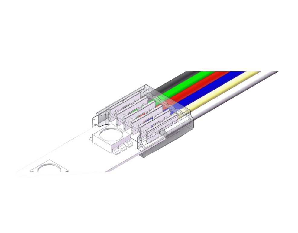 LED Strip-zu-Kabel Schnellverbinder – 6-polig, lötfrei, für 12 mm SMD RGBCCT LED-Streifen mit 15 cm Anschlusskabel – Bild 4