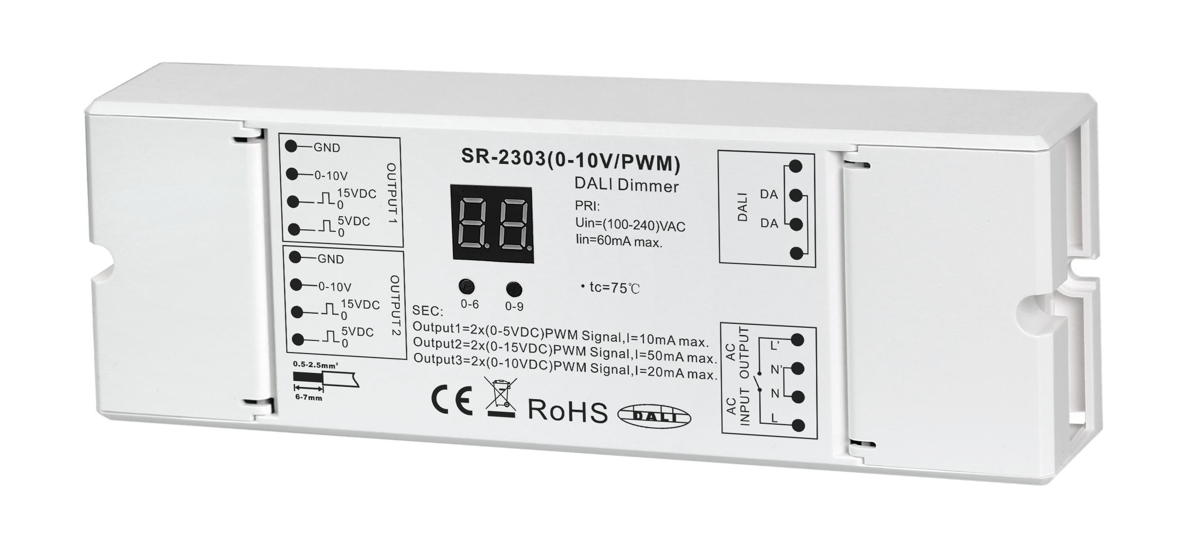 SR-2303 DALI zu 0–10 V/PWM LED-Dimmer – 2 Kanal LED Dimmer SR-2303 DALI zu 0–10 V/PWM LED-Dimmer – 2 Kanal LED Dimmer