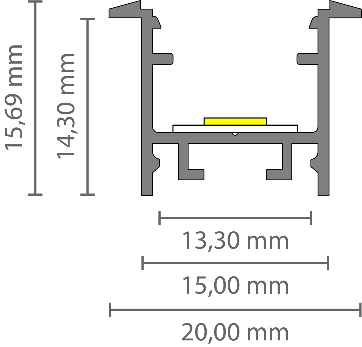 Schmales LED Alu Einbauprofil 2m Exo-A2F-13 (13mm) –| Flaches Aluminiumprofil für LED-Strips – Bild 4
