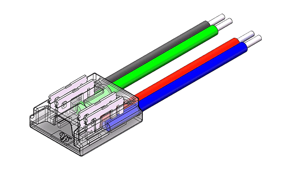 LED Anschlussverbinder für CCT oder RGB LED Streifen– 4-polig, 10 mm, lötfrei & frei konfigurierbar (ohne Kabel) – Bild 4
