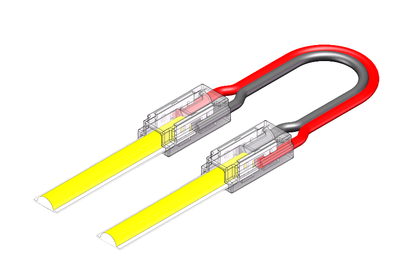 LED Strip-zu-Strip Verbinder – 2-polig, 5 mm, lötfrei mit 15 cm Verbindungskabel für COB LED-Streifen – Bild 4