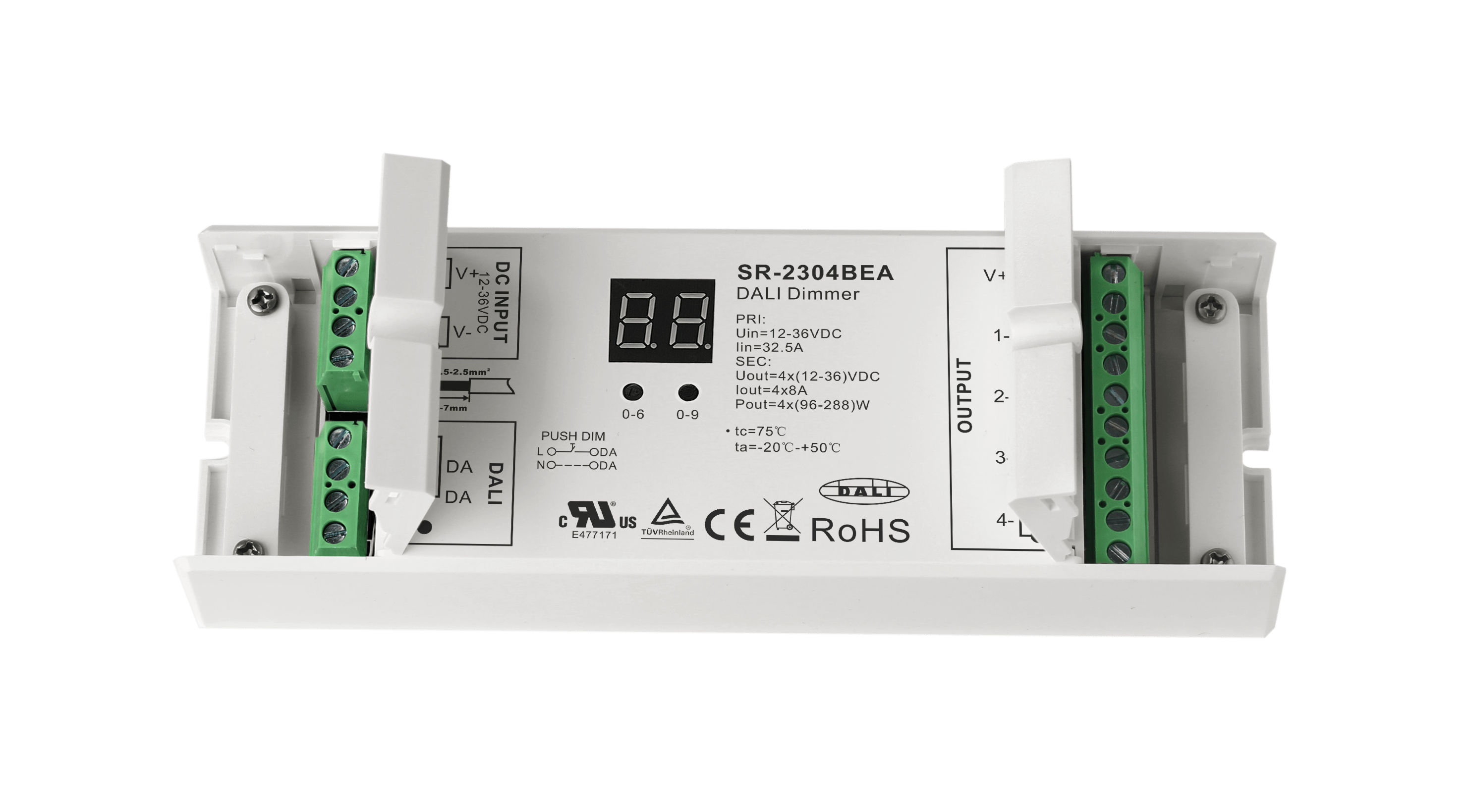 SR-2304BEA 4-Kanal LED-Dimmer (12–36 V, 8 A/Kanal) für Konstantspannung, DALI & Taster-Dimmung – Bild 4