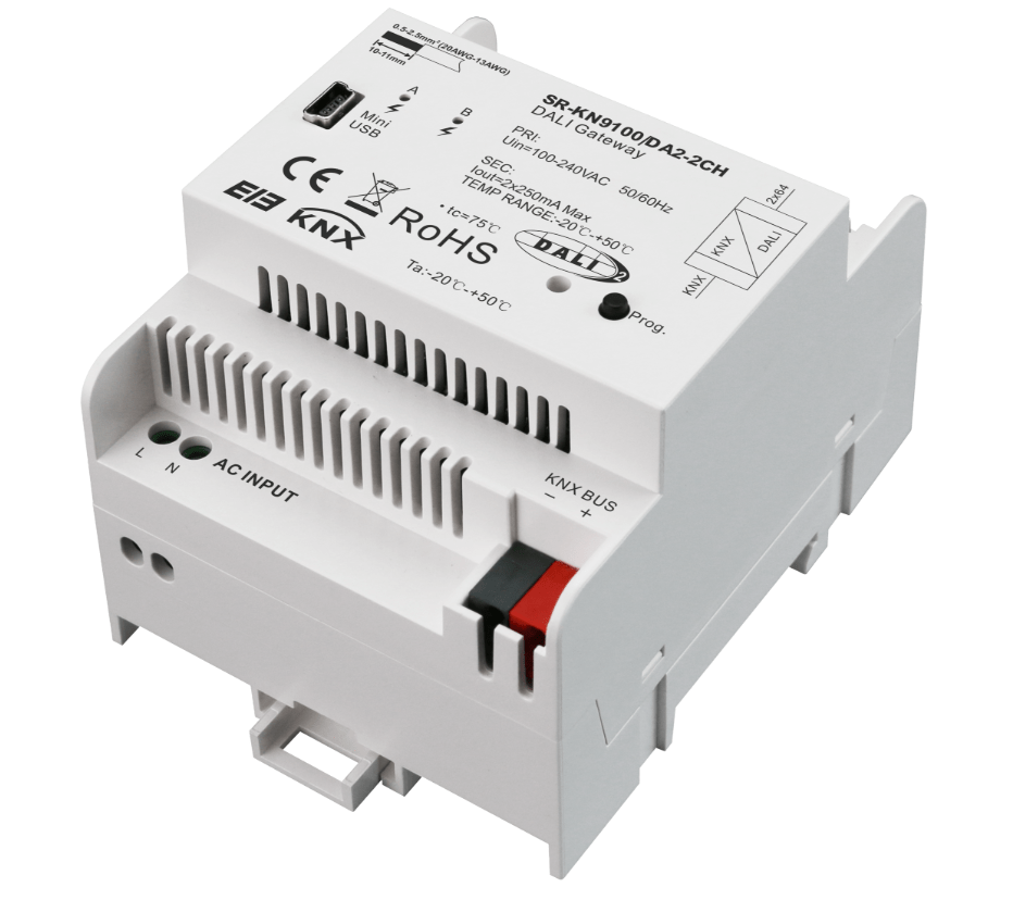 SR-KN9100-DA2 KNX DALI Gateway – 2-Kanal DALI Schnittstelle für KNX-Systeme, DT6 & DT8, HCL-fähig – Bild 4