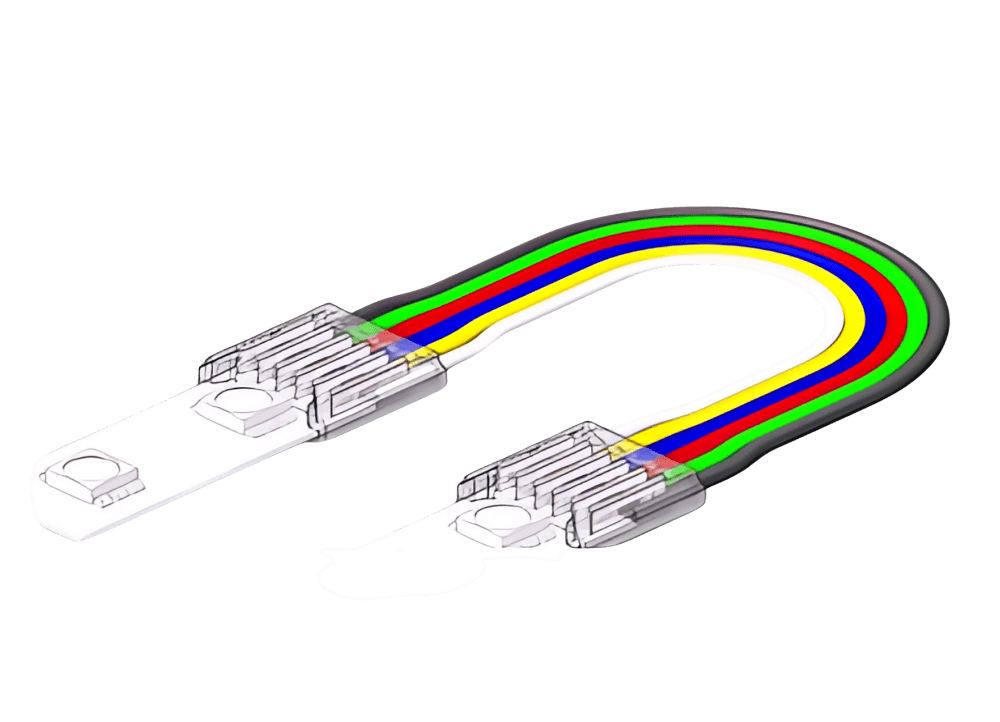 LED Strip-zu-Strip Verbinder – 6-polig, 12 mm, lötfrei mit 15 cm Verbindungskabel für RGBCCT SMD LED-Streifen – Bild 4