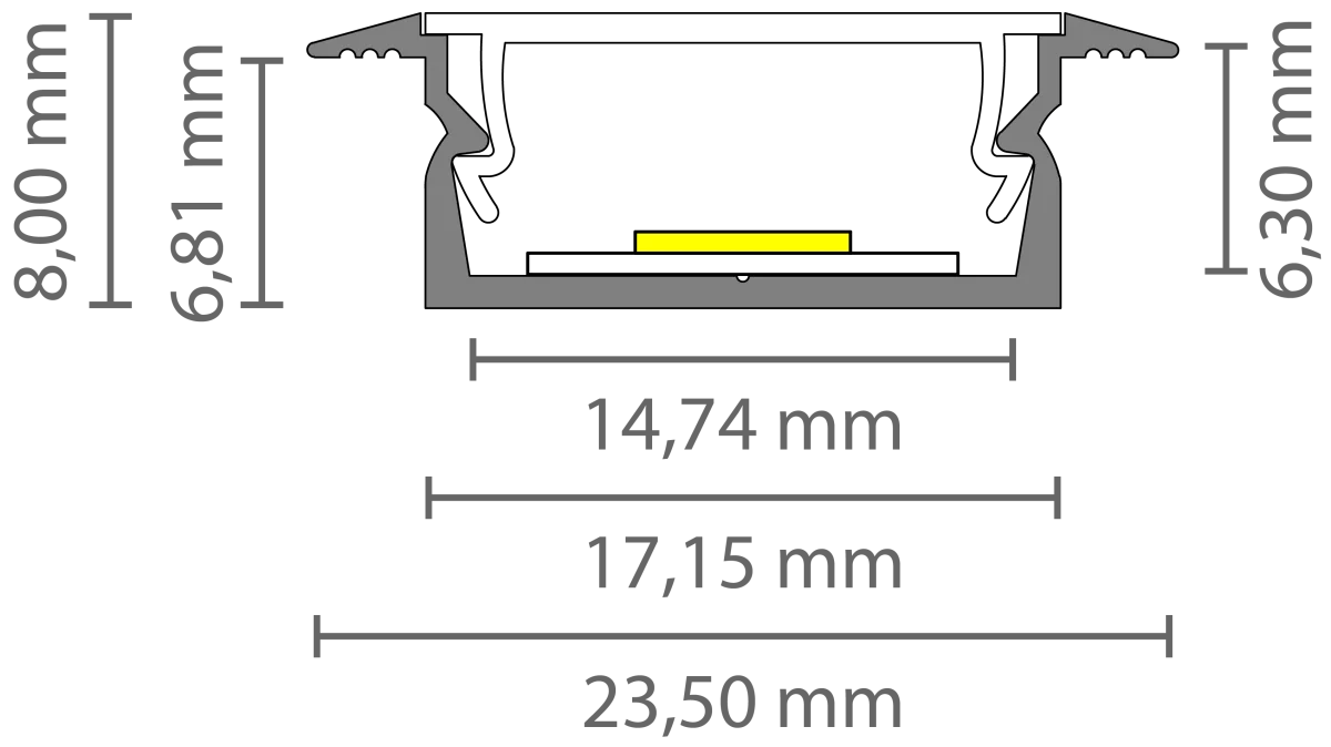 Ultraflaches LED Alu Einbauprofil 2m EXO-NLN1F_14 (14 mm) –| Aluminiumprofil mit Flügeln für LED-Strips – Bild 4