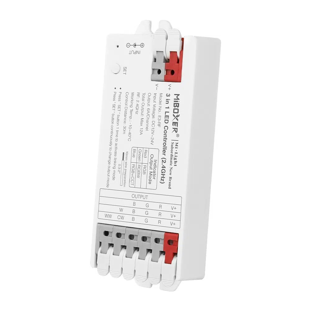 MiBoxer E3-RF 3-in-1 LED Controller – RGB, RGBW & RGB+CCT, 12–24V, 12A, 2.4GHz Funksteuerung – Bild 3