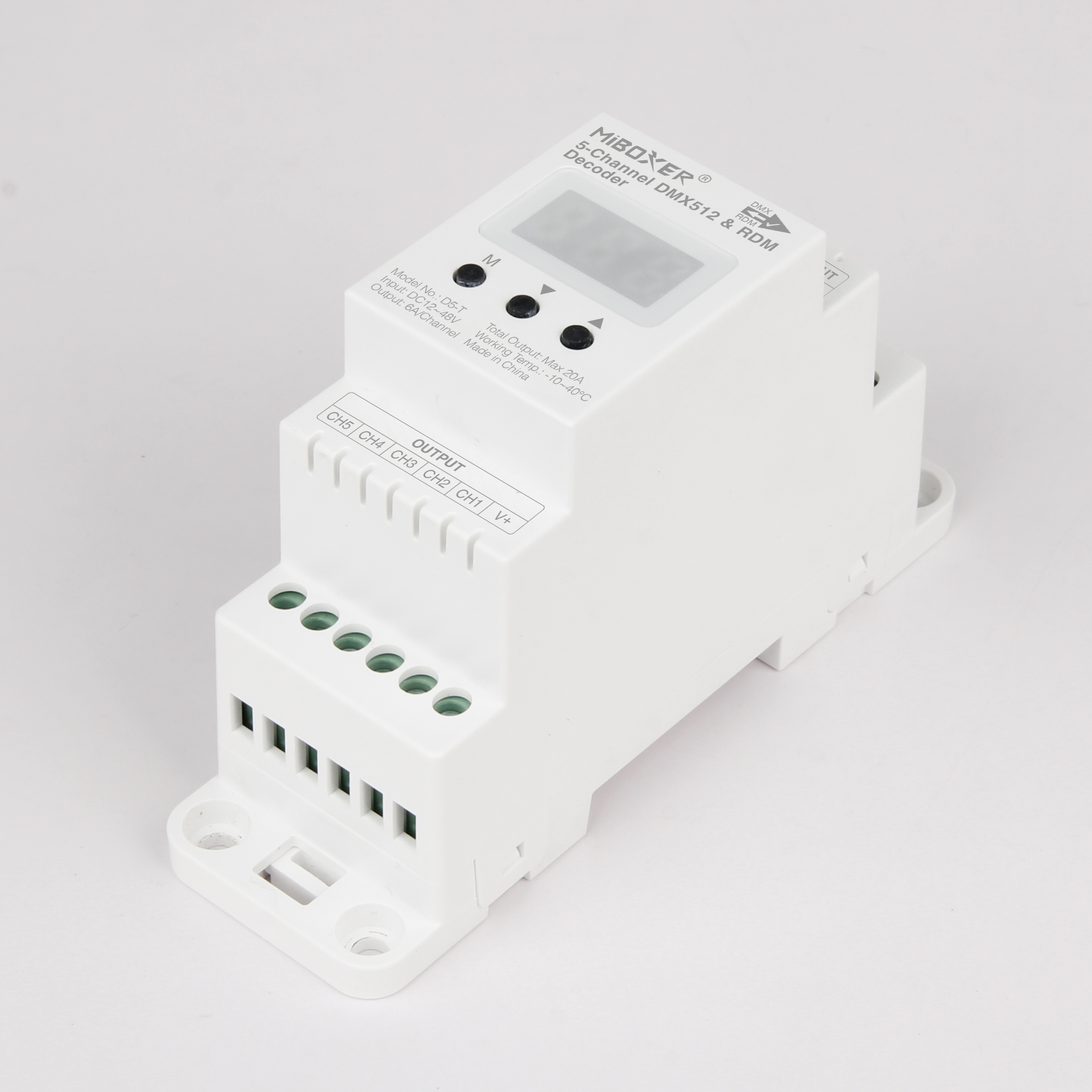 MiBoxer D5-T 5-Kanal DMX512/RDM LED-Decoder für Hutschiene, 12–48V, 5x6A (max.20 A), Konstantspannung – Bild 4