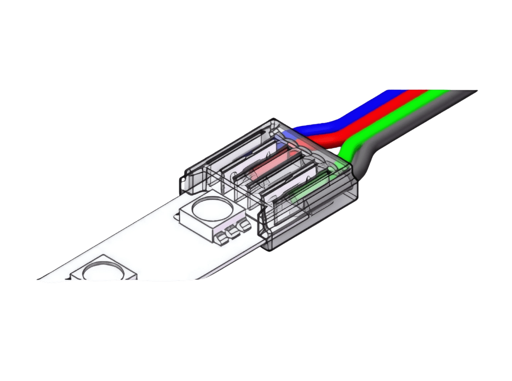 LED Strip-zu-Kabel Schnellverbinder – 4-polig, lötfrei, für 10 mm SMD RGB LED-Streifen mit 15 cm Anschlusskabel – Bild 4