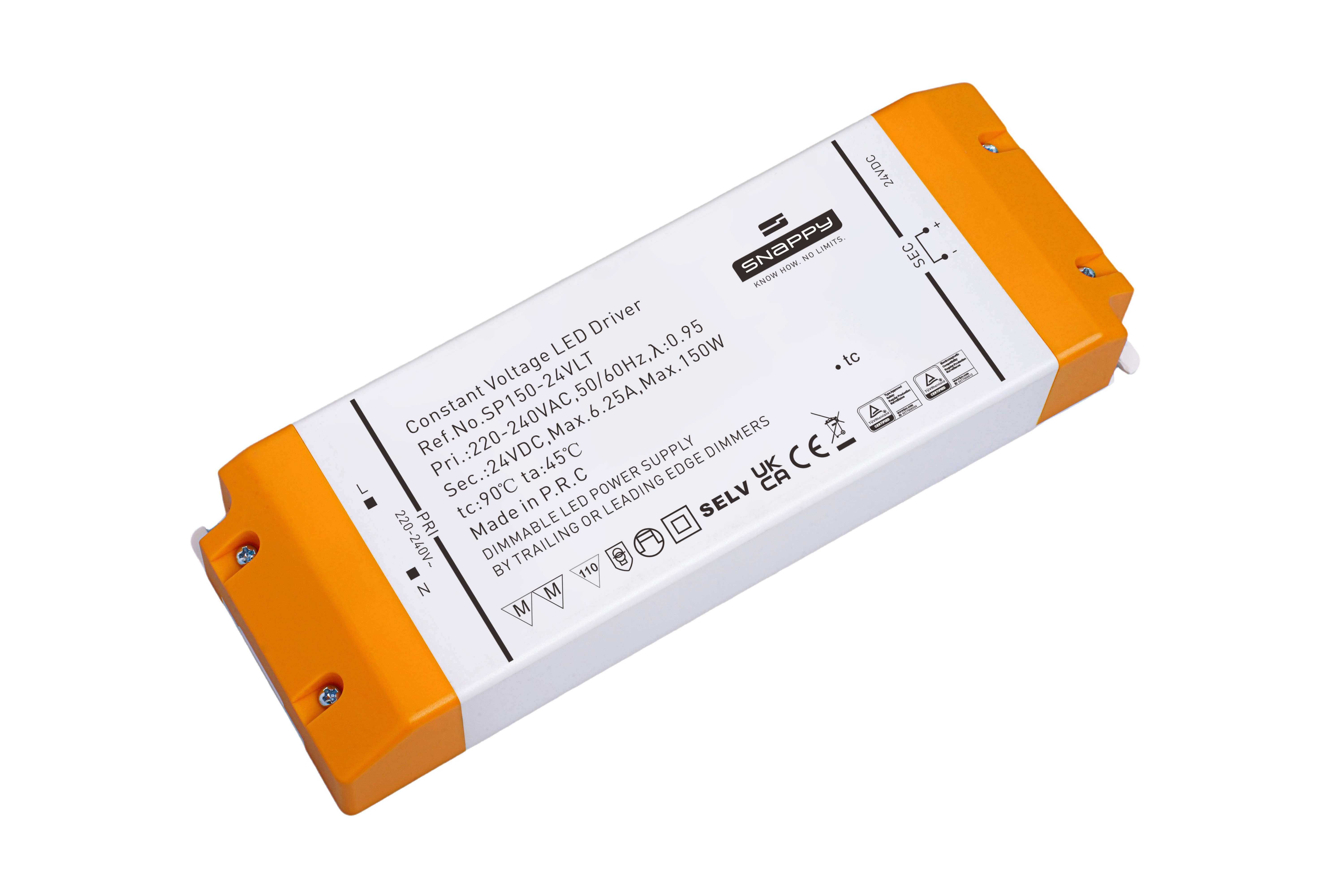Snappy SP150-24VLT – LED Netzteil 24V 150W, Triac dimmbar, IP20, für Innenbereiche, CE zertifiziert – Bild 3