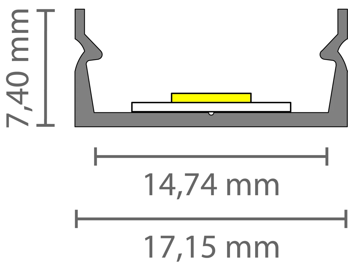Ultraflaches LED Alu Aufbauprofil 2m EXO-NLN1_14 (14 mm) –| Aluminiumprofil für LED-Strips – Bild 4