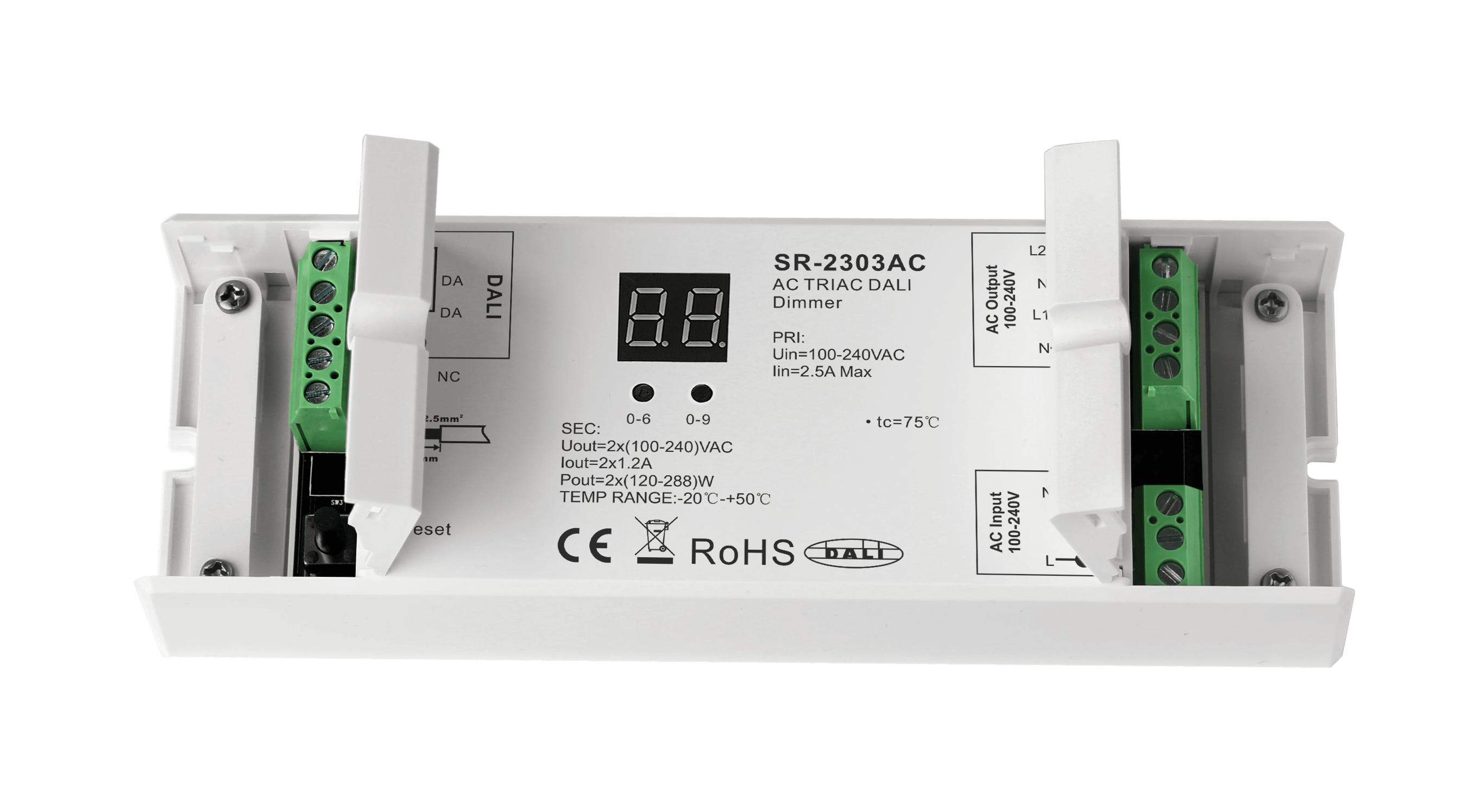 SR-2303AC DALI Phasenabschnitt-Dimmer – 2-Kanal AC-Dimmer für 100–240 V, DALI steuerbar – Bild 4