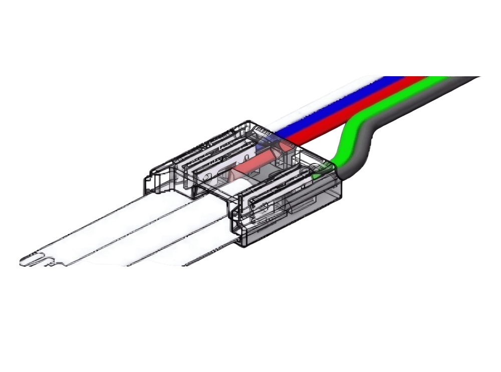LED Strip-zu-Kabel Schnellverbinder – 5-polig, lötfrei, für 12 mm COB RGBW LED-Streifen mit 15 cm Anschlusskabel – Bild 4