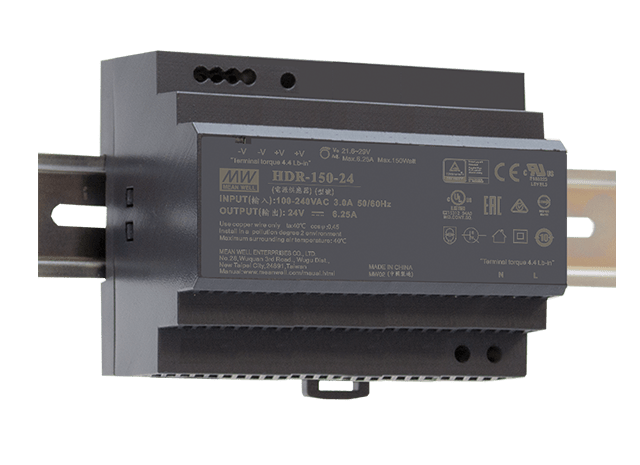 Mean Well HDR-150-24 – 24 V Hutschienen-Netzteil 150 W, Ultra Slim, DIN-Rail, TÜV, CE, UL – Bild 3