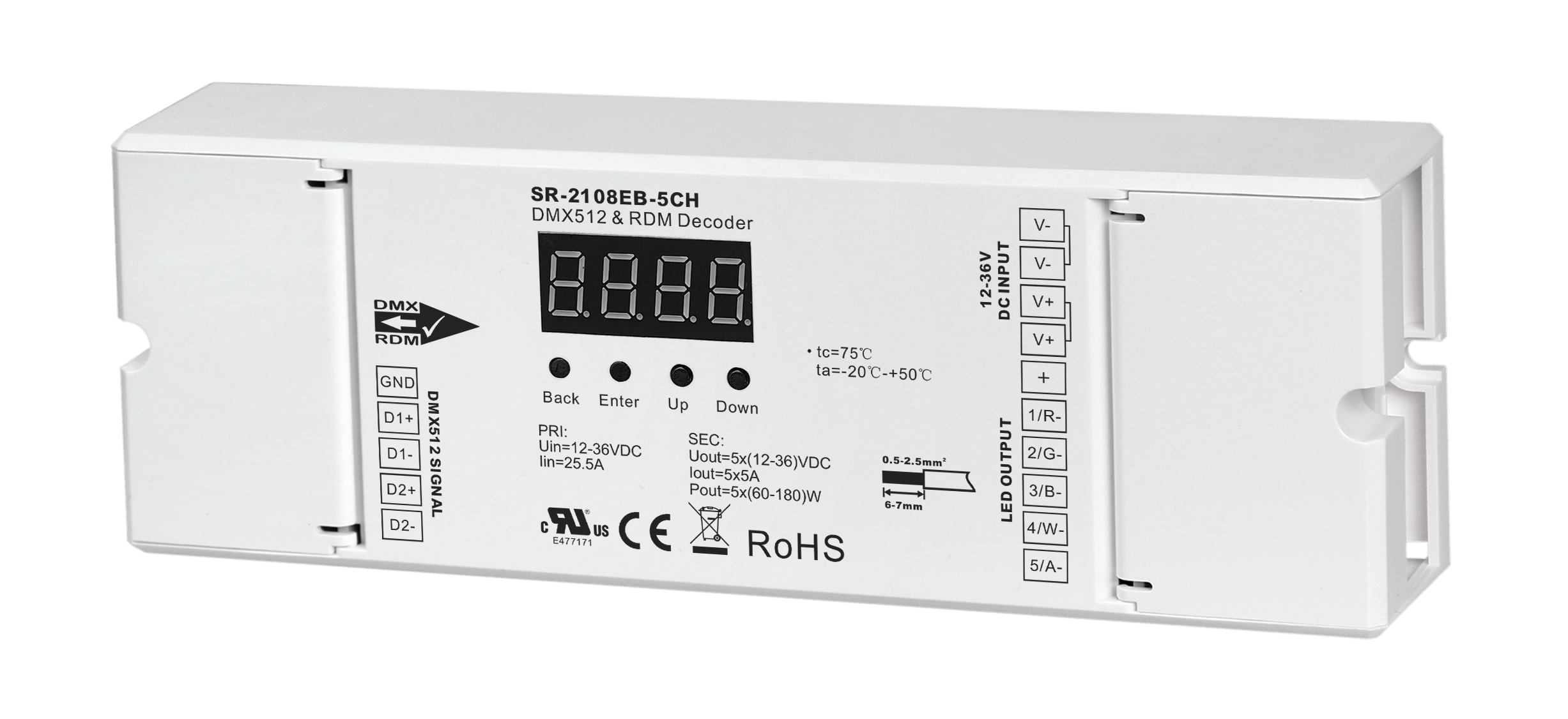SR-2108EB-5CH DMX512 & RDM LED Decoder – 5-Kanal SR-2108EB-5CH DMX512 & RDM LED Decoder – 5-Kanal