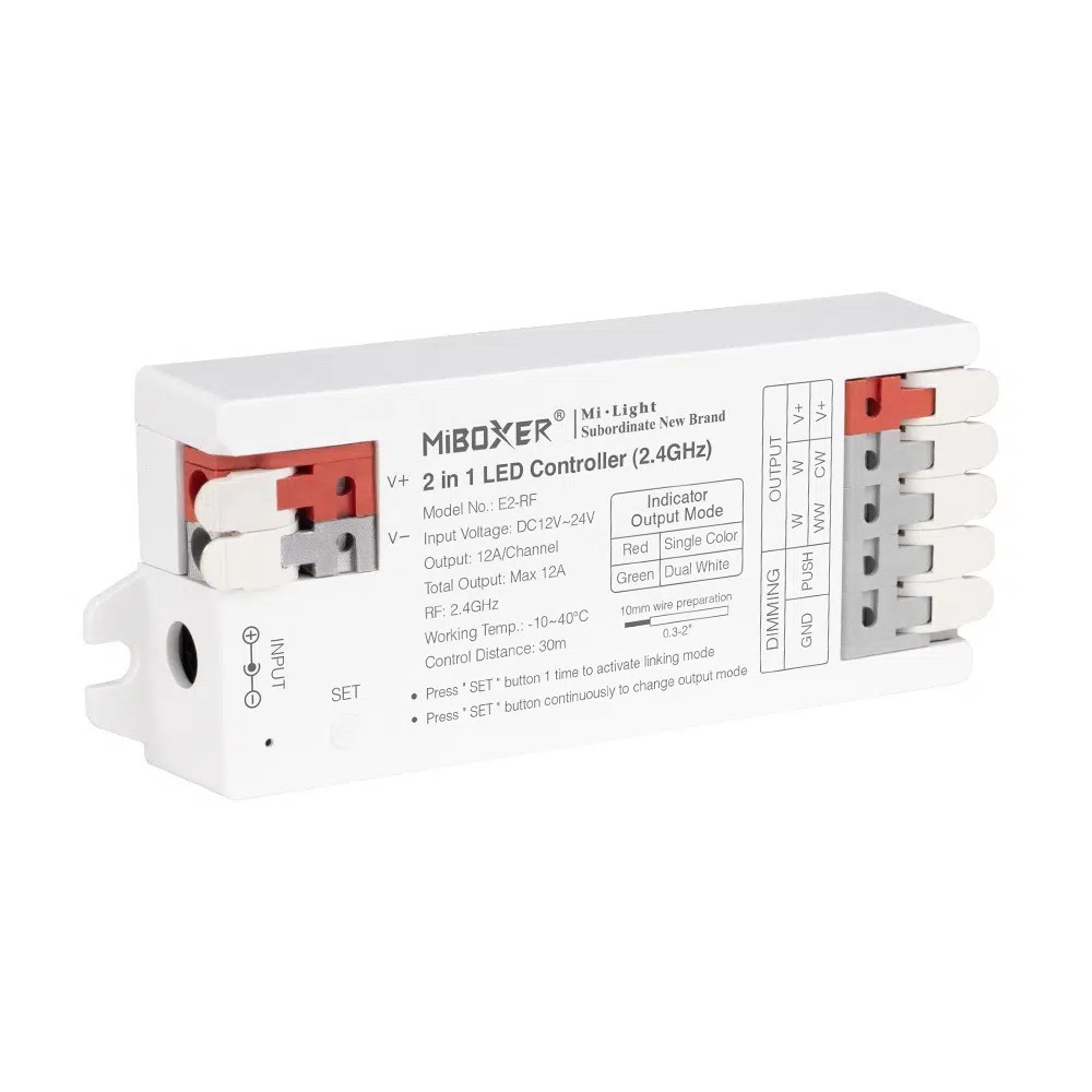 MiBoxer E2-RF 2-in-1 LED-Controller (2.4 GHz) – Einfarbig & CCT MiBoxer E2-RF 2-in-1 LED-Controller (2.4 GHz) – Einfarbig & CCT