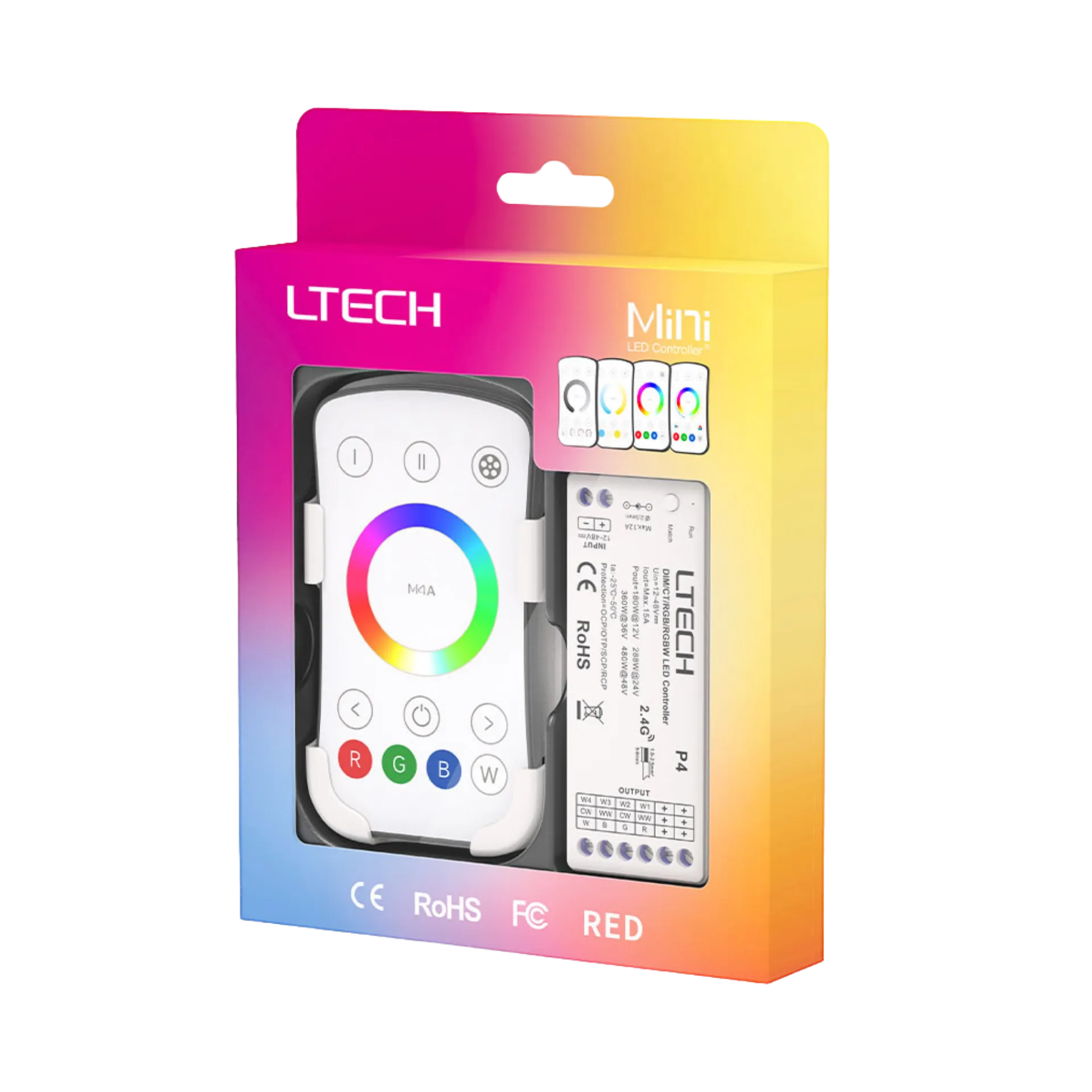 LTECH M4A+P4 LED RGBW Funk Set 2.4 GHz, Funk Fernbedienung & 4-Kanal Empfänger, 12-48V DC, für RGB und RGBW LED Streifen – Bild 4