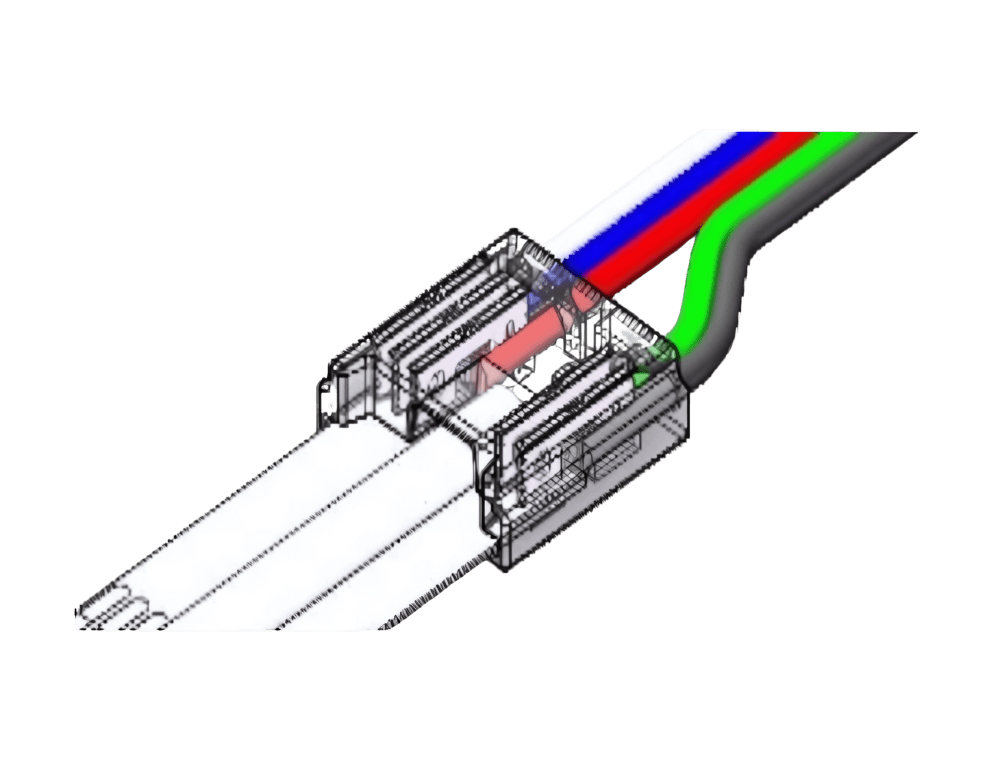 LED Anschlussverbinder – 5-polig, 12 mm, lötfrei & frei konfigurierbar (ohne Kabel) für RGBW COB LED-Streifen – Bild 4