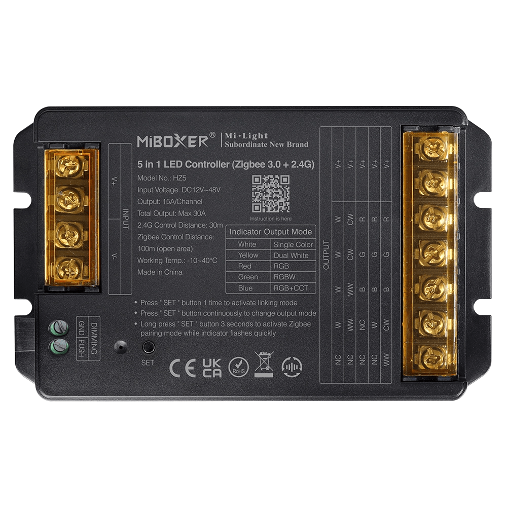 MiBoxer HZ5 5-in-1 LED-Controller – RGB, RGBW, RGB+CCT, CCT & einfarbig, 12–48 V, 30 A, Zigbee 3.0 & 2,4 GHz Funk – Bild 3