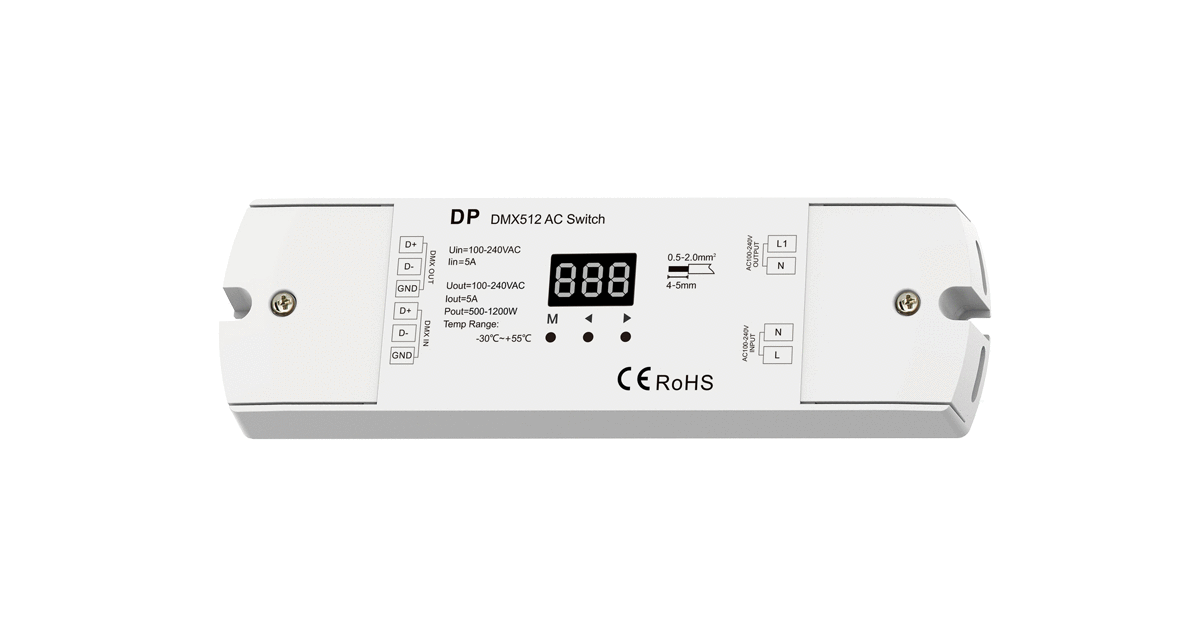 DP DMX512 AC-Schalter/ Relaismodul – 1-Kanal DP DMX512 AC-Schalter/ Relaismodul – 1-Kanal