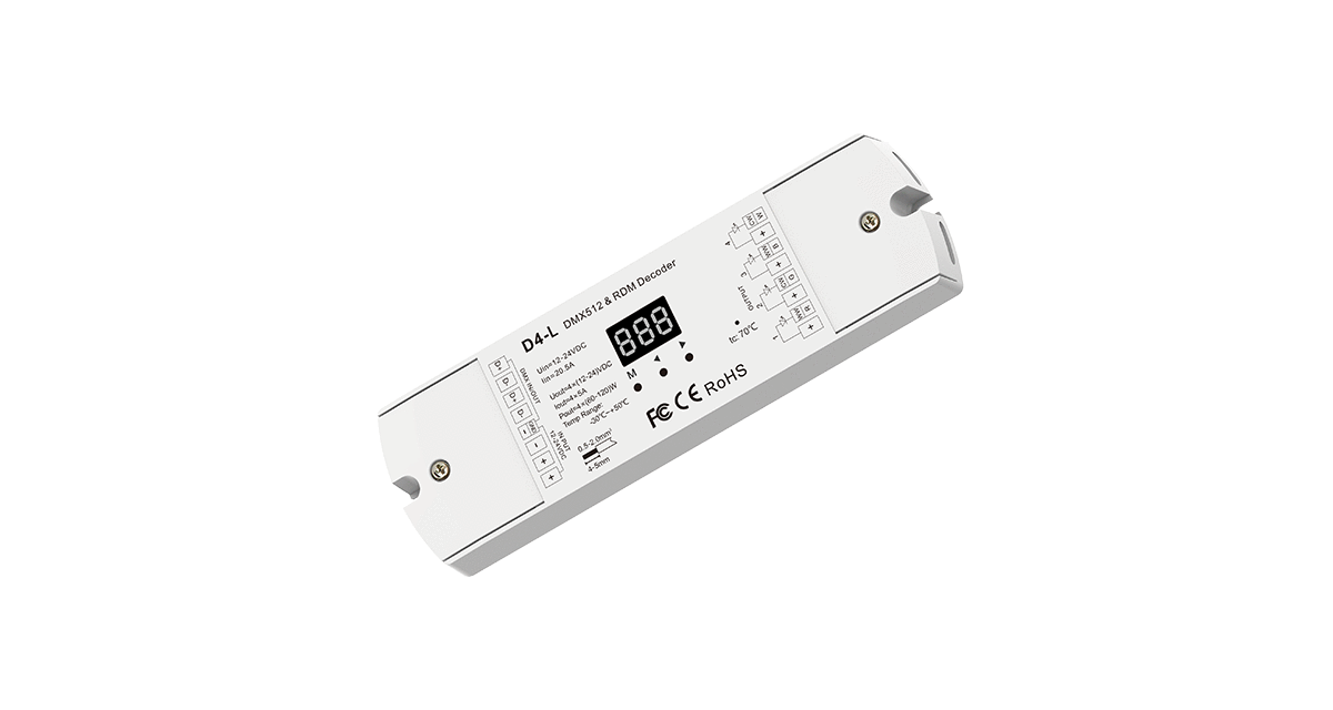D4-L 4-Kanal DMX512 & RDM Controller 12-24V DC 5A/Kanal max. 20A für RGBW LED Streifen – Bild 4