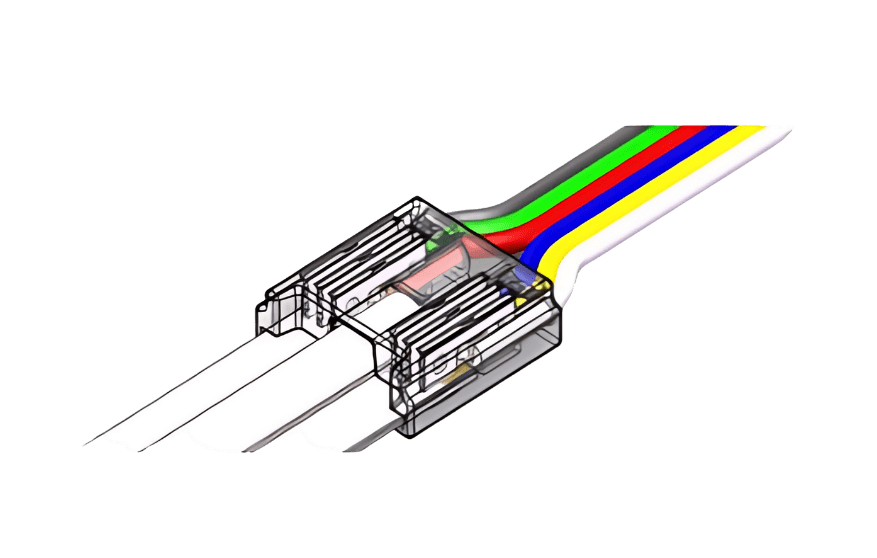 LED Strip-zu-Kabel Schnellverbinder – 6-polig, lötfrei, für 12 mm COB RGBCCT LED-Streifen mit 15 cm Anschlusskabel – Bild 4