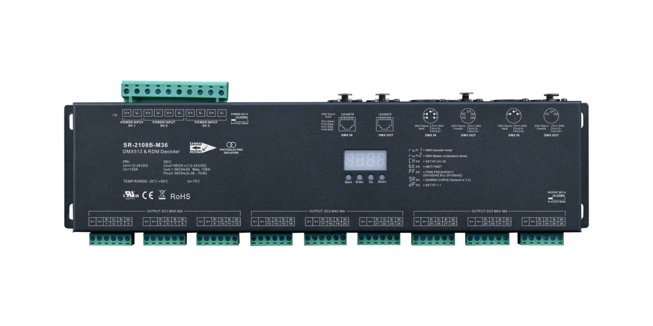 SR-2108B-M36 DMX512 LED Controller – 36-Kanal SR-2108B-M36 DMX512 LED Controller – 36-Kanal