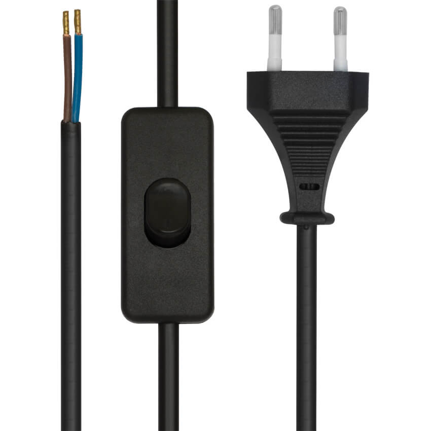 Netzkabel mit Eurostecker und Schalter - 2m Netzkabel mit Eurostecker und Schalter - 2m