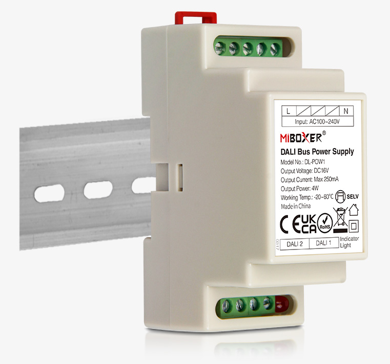 MiBoxer DL-POW1 DALI-Bus Stromversorgung – 16 V DC, 250 mA, DIN Hutschiene – Bild 4