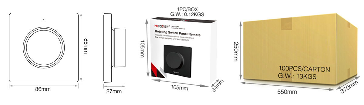 MiBoxer K1 LED Drehregler-Wandfernbedienung – 2,4 GHz, 1 Zone, magnetische Halterung – Bild 4