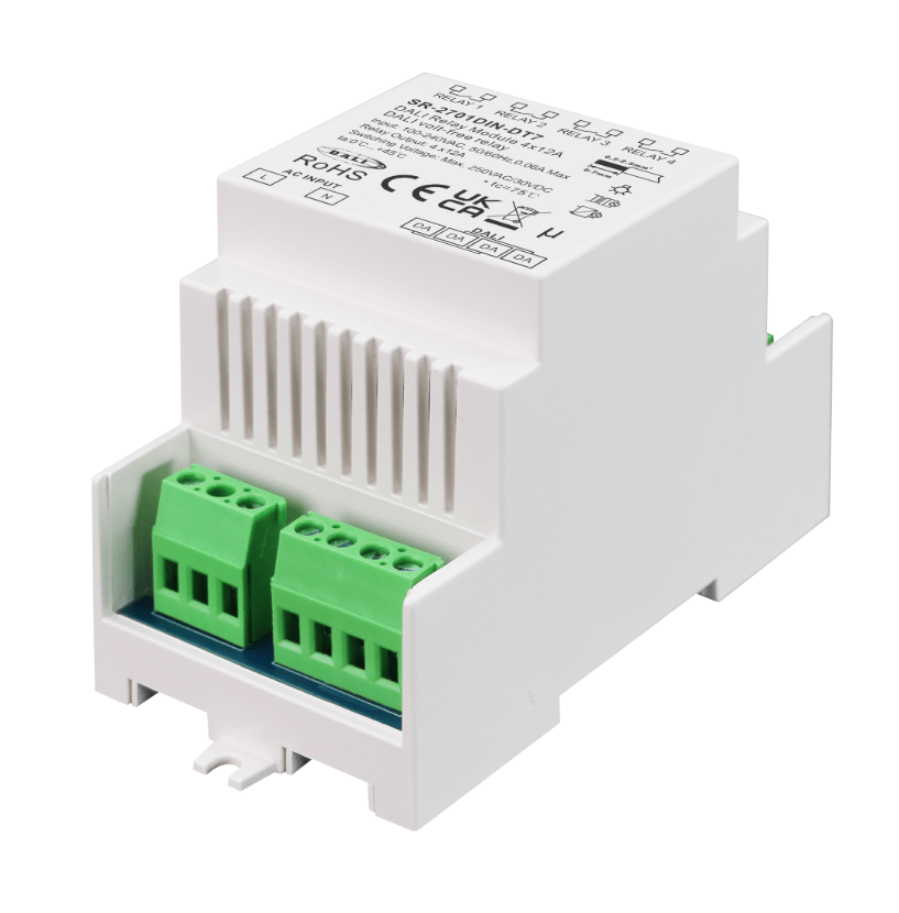 SR-2701DIN-DT7 DALI Relaismodul – 4-Kanal DIN-Schienenrelais für 230 V AC, getrennt schaltbar – Bild 3