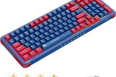 The One about the ROYALAXE Y98 Wireless RGB Mechanical Gaming Keyboard, Tri-Mode Wired/Bluetooth 5.0/2.4G with Coiled Aviator Cable The One about the ROYALAXE Y98 Wireless RGB Mechanical Gaming Keyboard, Tri-Mode Wired/Bluetooth 5.0/2.4G with Coiled Aviator Cable