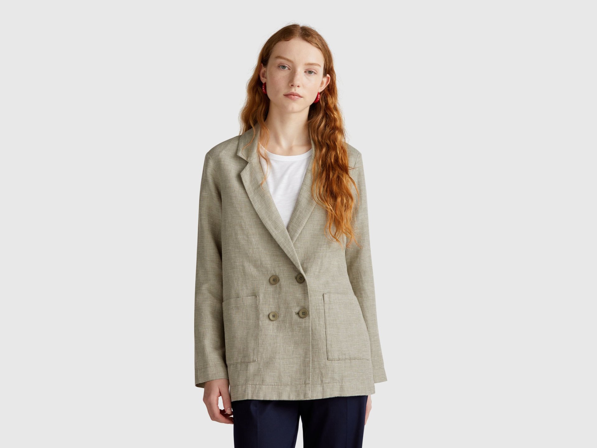 Veste croisée en lin mélangé Veste croisée en lin mélangé